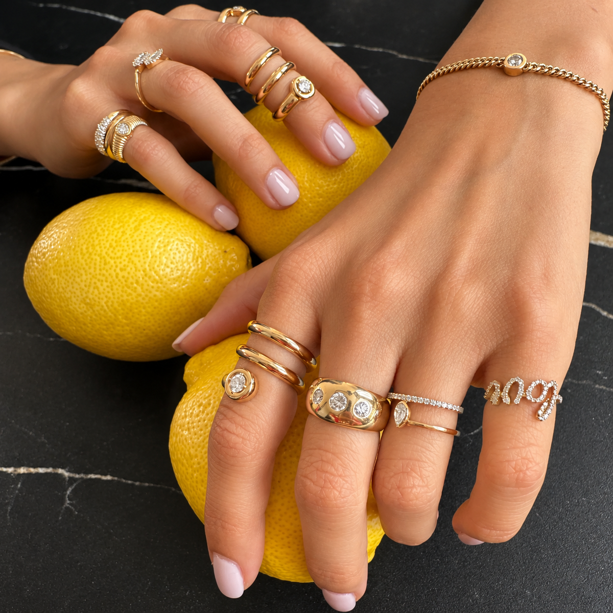 Calli Gypsy-Set Chunky Diamond Ring - - Jewelry - Goldie Paris Jewelry - Moms Ring