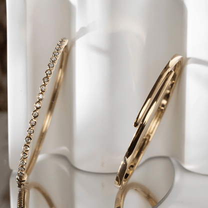Chloe Bezel - set Diamonds Bangle - Goldie Paris Jewellery