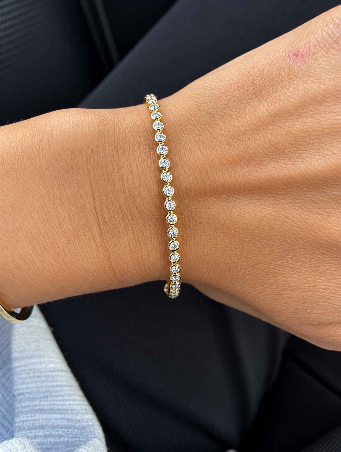 Chloe Bezel-Set Diamond Bangle •10K Solid White Gold - - Jewelry - Goldie Paris Jewelry - Bracelet