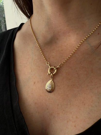 Dee Pear Diamond Pendant - Goldie Paris Jewellery