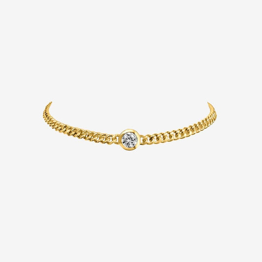 Diamond Bezel Classic Curb Chain Bracelet - Goldie Paris Jewellery