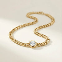 Diamond Bezel Classic Curb Chain Bracelet