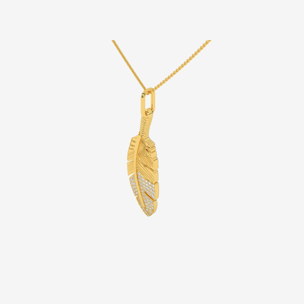 Diamond Feather Pendant - Goldie Paris Jewellery