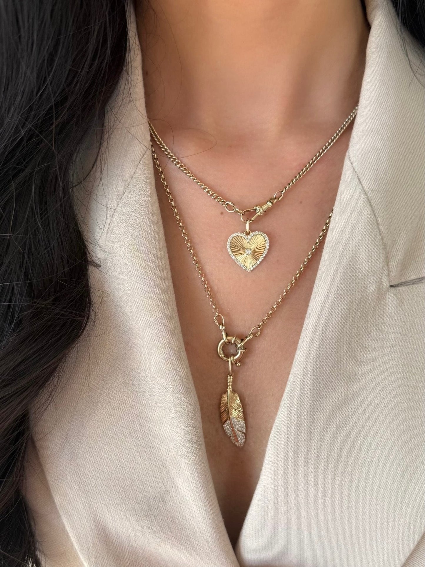 Diamond Feather Pendant - Goldie Paris Jewellery