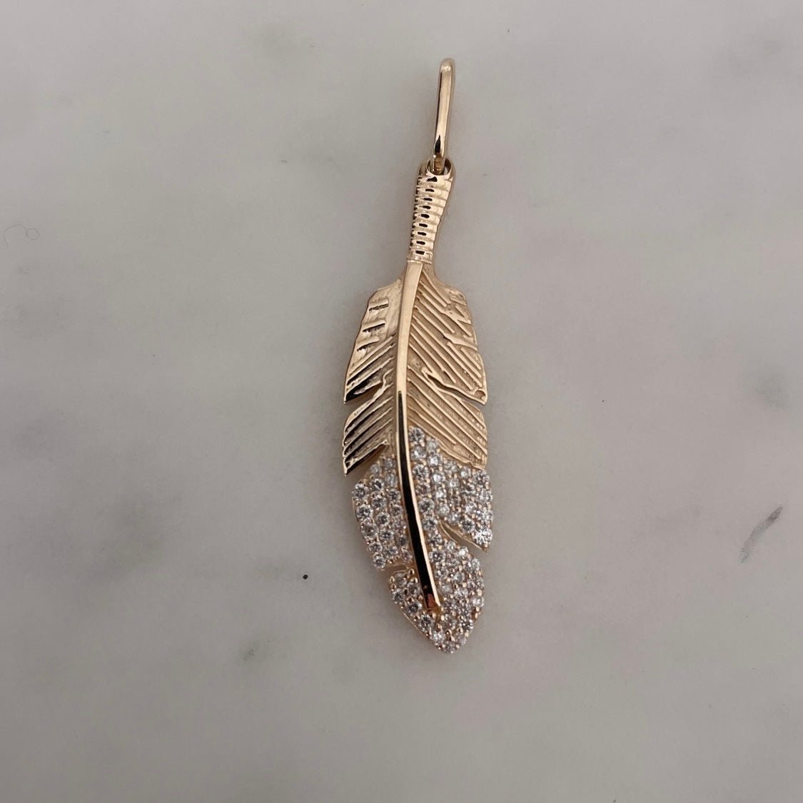 Diamond Feather Pendant - Goldie Paris Jewellery