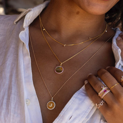 Diamond Letter Medallion Pendant - Goldie Paris Jewellery