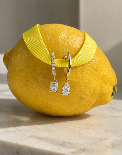 Gold Hoop with Pear Drop - Pair