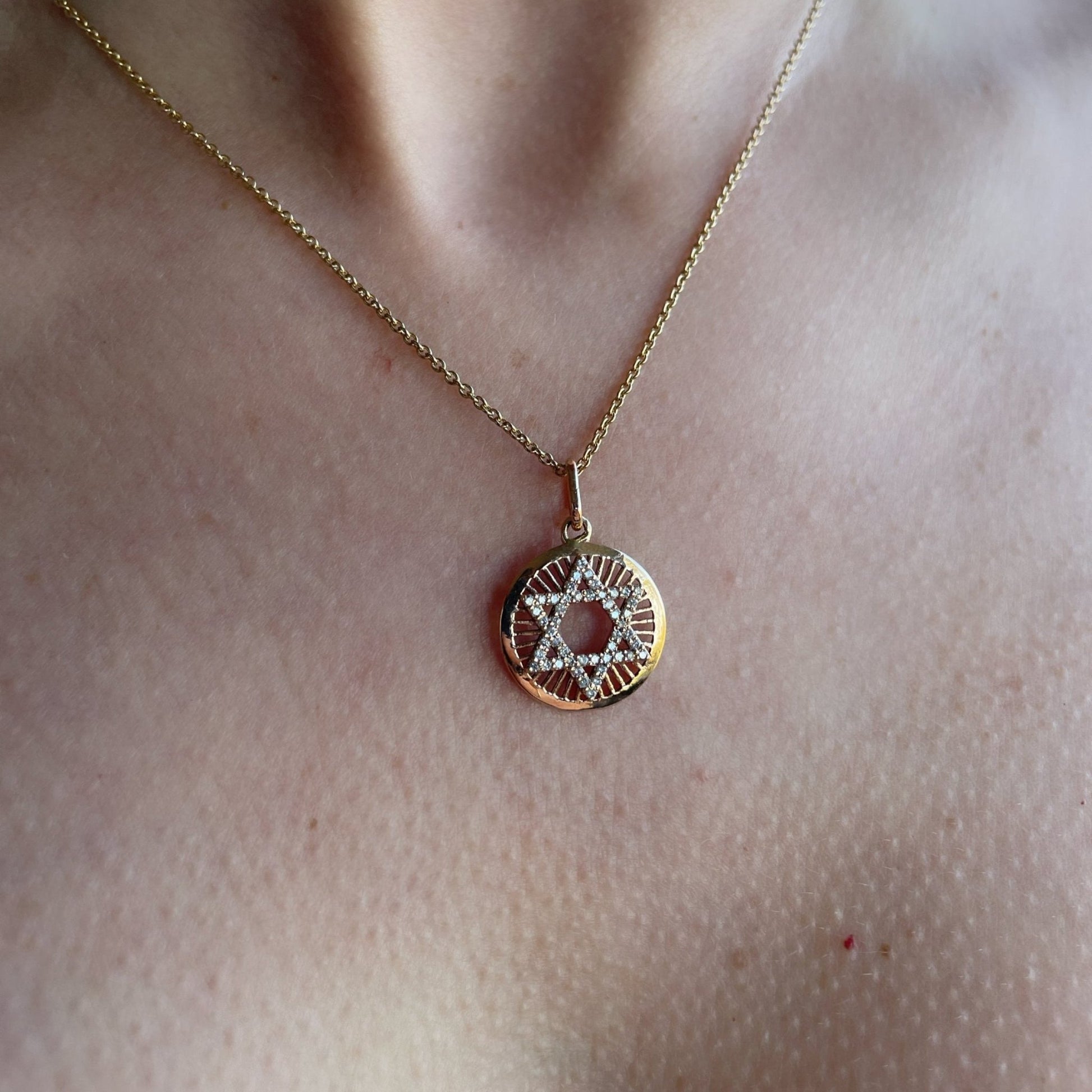 Eden Star of David Medallion Pendant with diamonds - Goldie Paris Jewellery