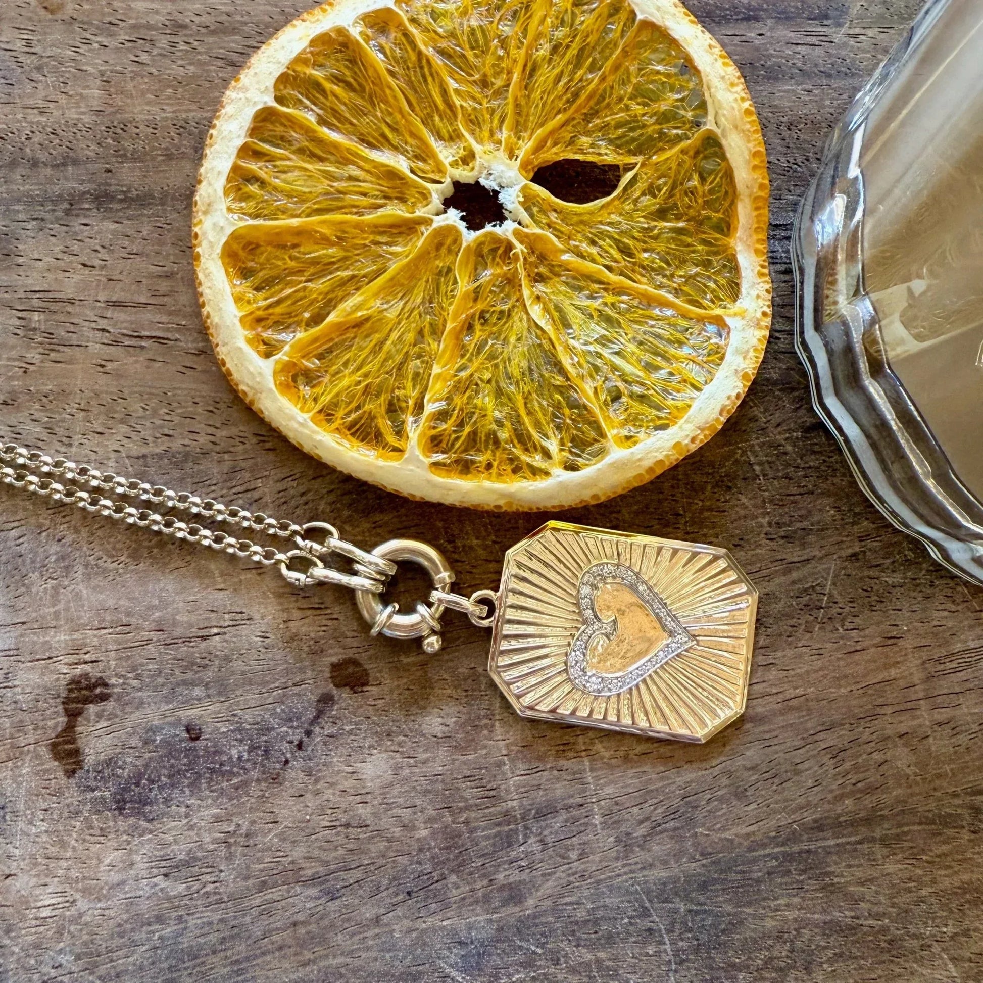 Emma Fluted Heart Diamond Pendant Dogtag - Goldie Paris Jewellery