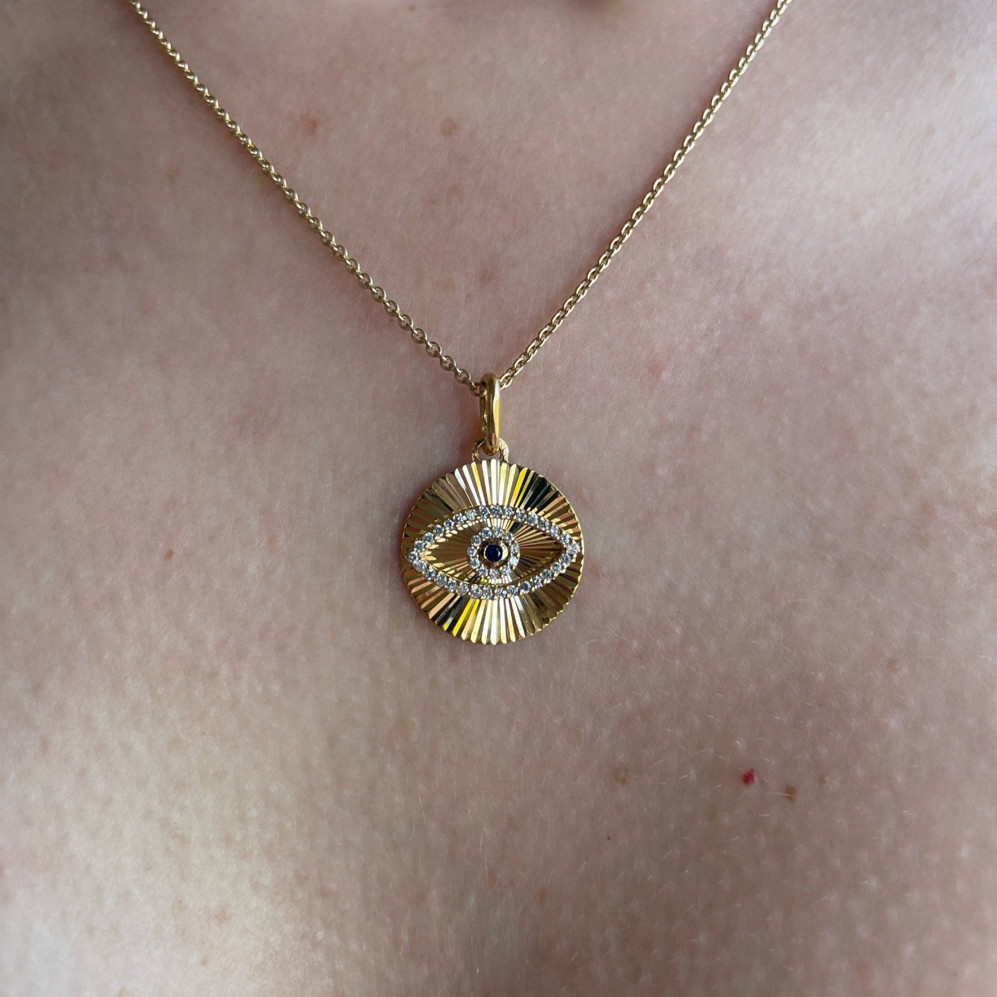 Evil Eye Fluted Medallion Pendant - Goldie Paris Jewellery