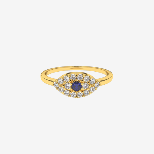 Evil Eye 🧿 Pavé Diamond Ring - Goldie Paris Jewellery