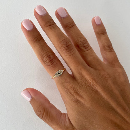 Evil Eye 🧿 Pavé Diamond Ring - Goldie Paris Jewellery