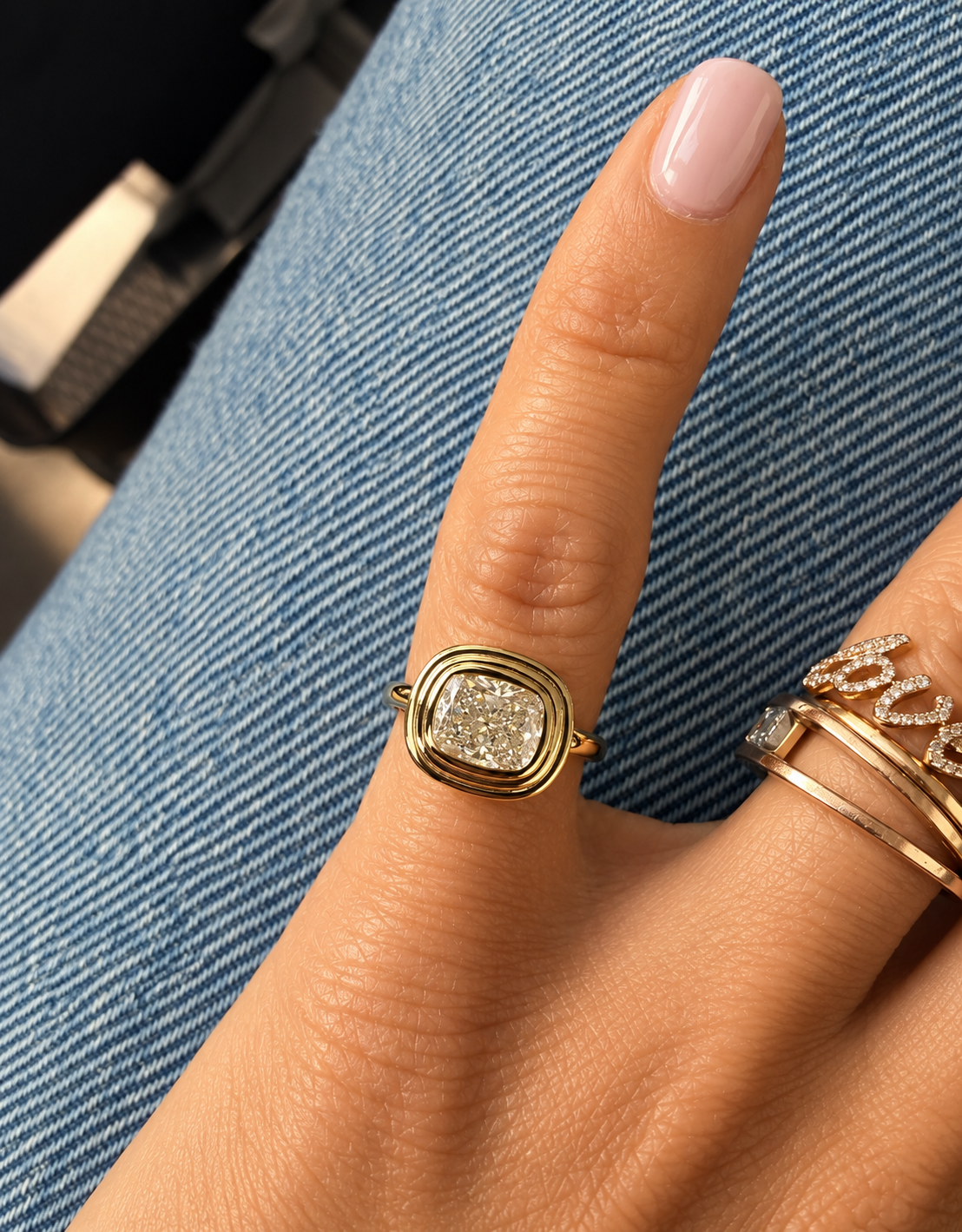 Florence Cushion Cut Diamond Ring• 10K Solid Yellow Gold