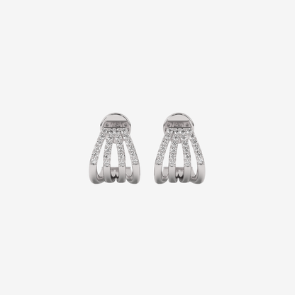 Four - Row Pavé Diamond EarCuffs Huggies Earrings - Goldie Paris Jewellery