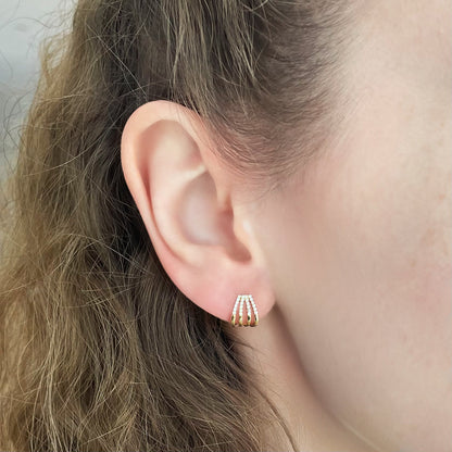 Four - Row Pavé Diamond EarCuffs Huggies Earrings - Goldie Paris Jewellery