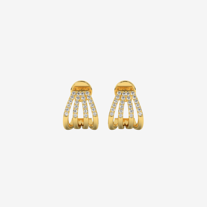 Four - Row Pavé Diamond EarCuffs Huggies Earrings - Goldie Paris Jewellery
