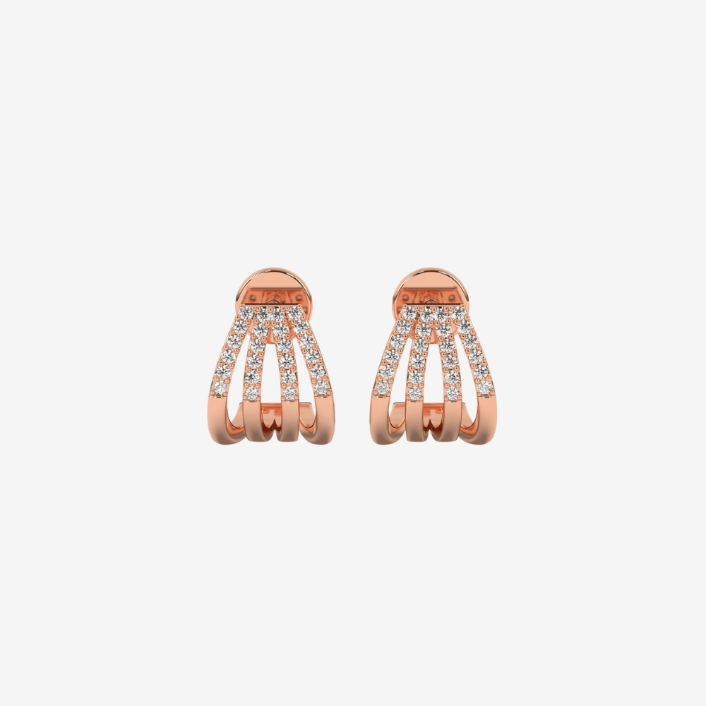 Four - Row Pavé Diamond EarCuffs Huggies Earrings - Goldie Paris Jewellery