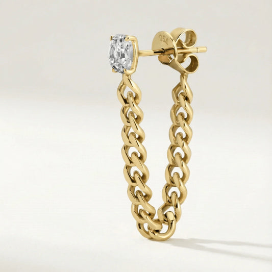 Gabi Curb Chain Diamond Earring - Goldie Paris Jewellery
