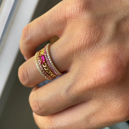 "Ilana" Stackable Bezel Diamond Eternity Band - Pink - Goldie Paris Jewellery