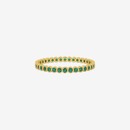 "Ilana" Stackable Bezel Emerald Eternity Band - Green - Goldie Paris Jewellery
