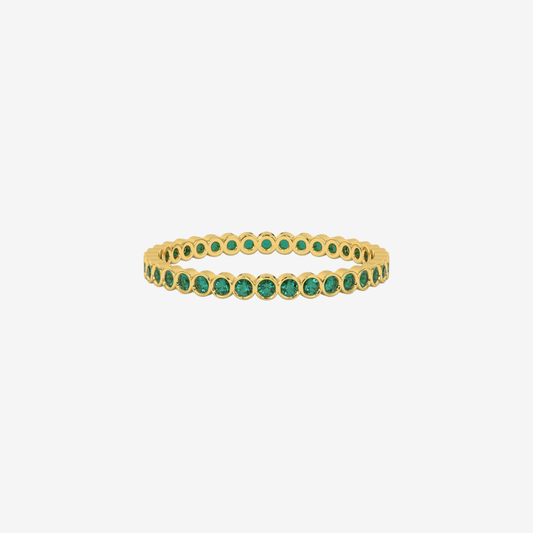 "Ilana" Stackable Bezel Emerald Eternity Band - Green - Goldie Paris Jewellery