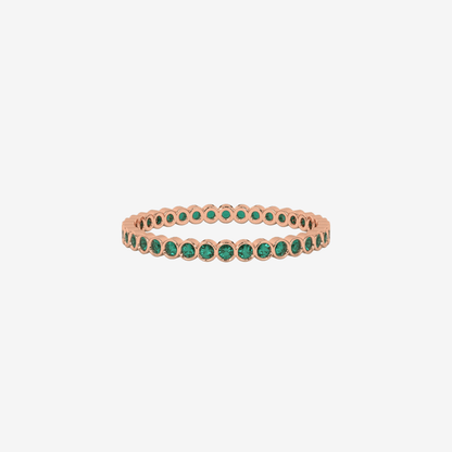 "Ilana" Stackable Bezel Emerald Eternity Band - Green - Goldie Paris Jewellery
