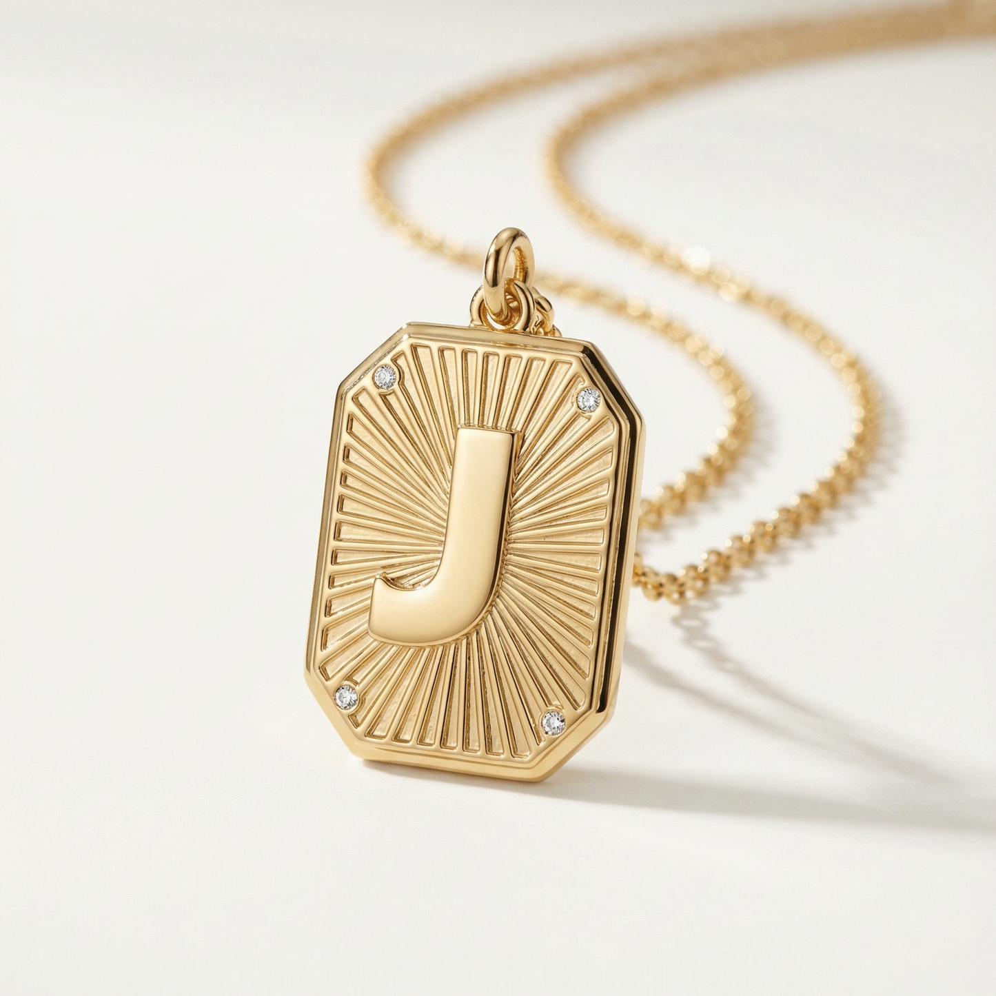 Letter Fluted Pendant Dogtag