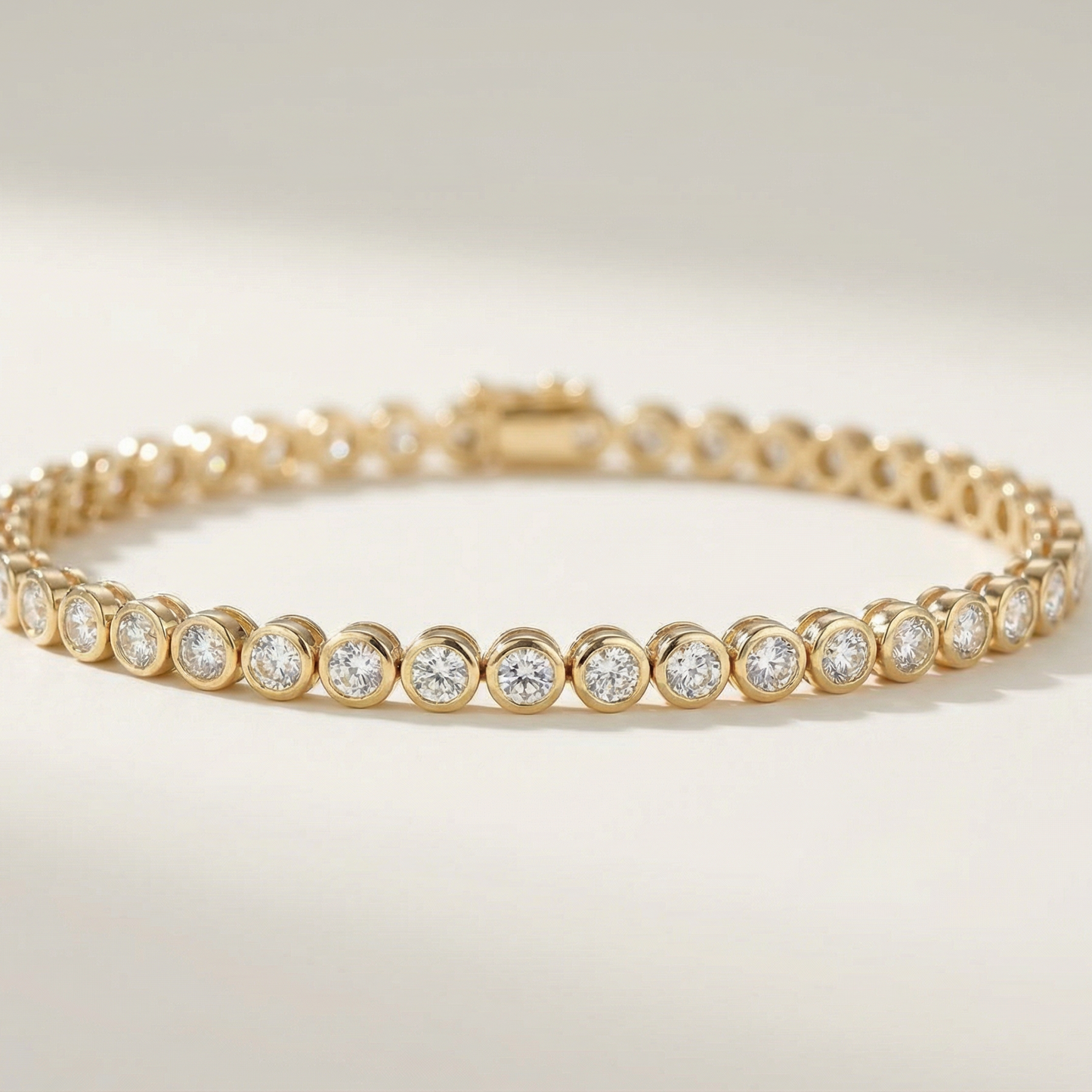 2 Carat Bezel Set Solid Gold Tennis Bracelet