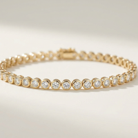 2 Carat Bezel Set Solid Gold Tennis Bracelet