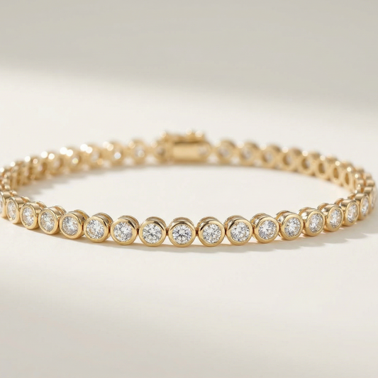 2 Carat Bezel Set Solid Gold Tennis Bracelet