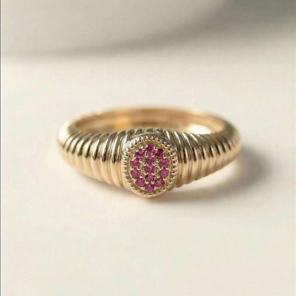 Rachel Fluted Pink Diamond-  Pinky Ring