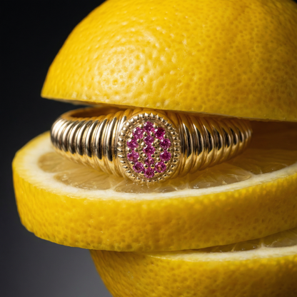 Rachel Fluted Pink Diamond-  Pinky Ring