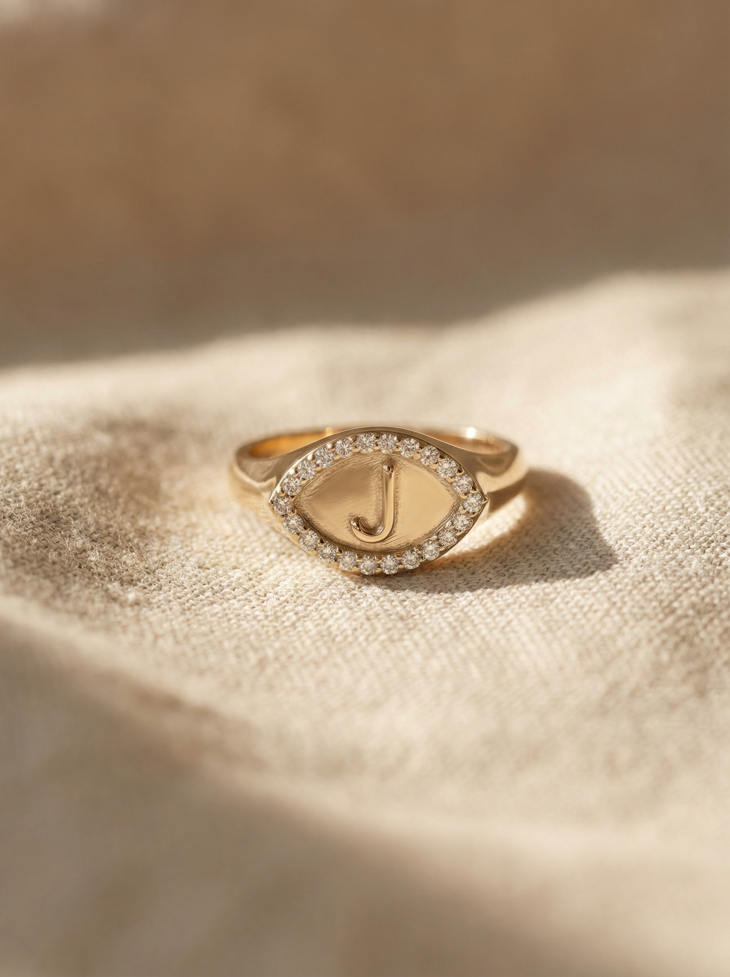 Initial Signet Diamond Ring
