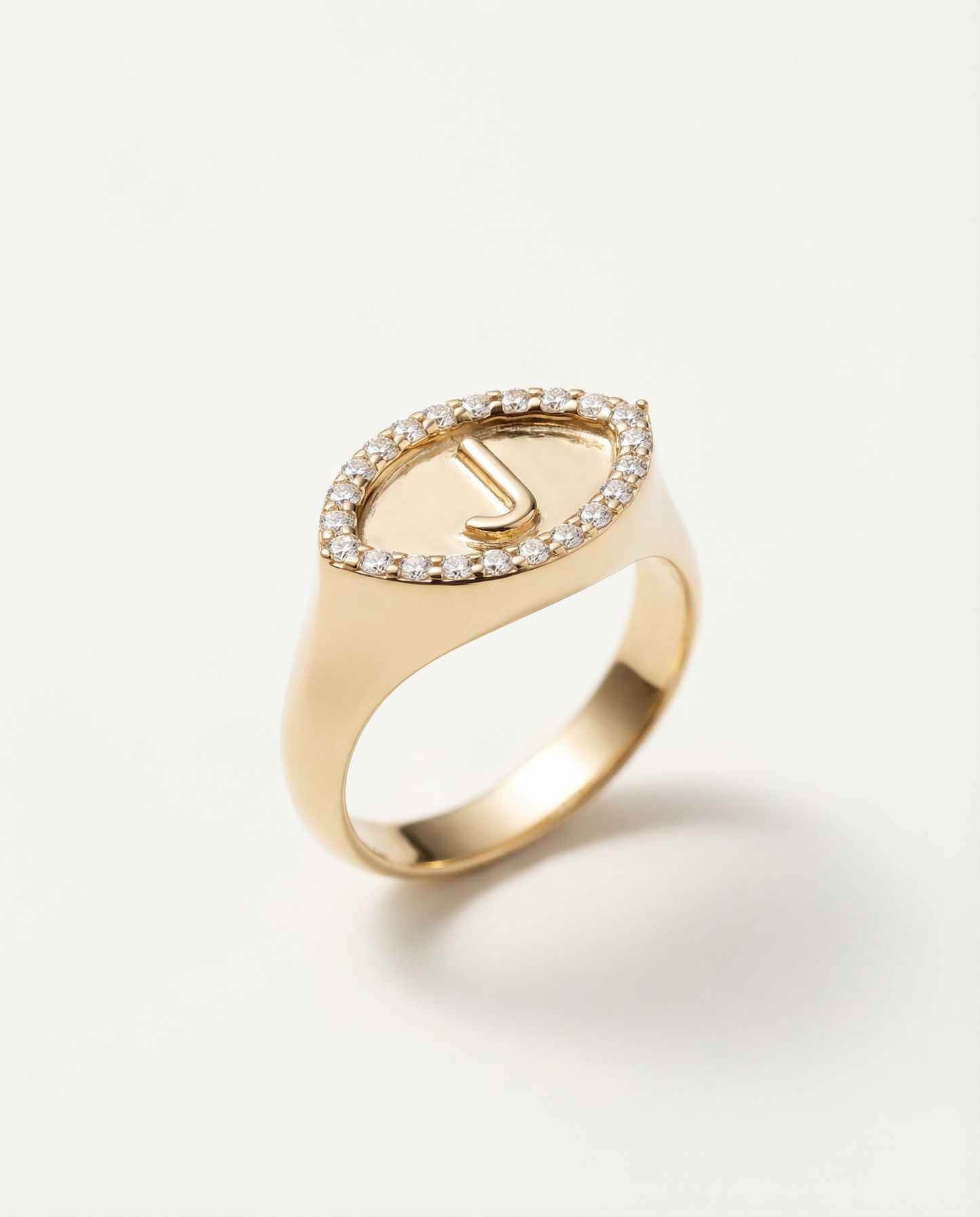 Initial Signet Diamond Ring