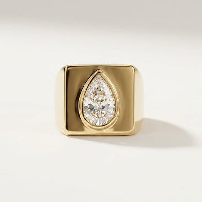 Iena Pear Diamond Signet Ring