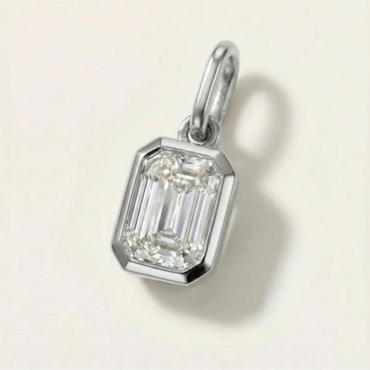 Radiant-cut Diamond Pendant - 10k White Gold - Jewelry - Goldie Paris Jewelry - Last Chance Moms Pendant