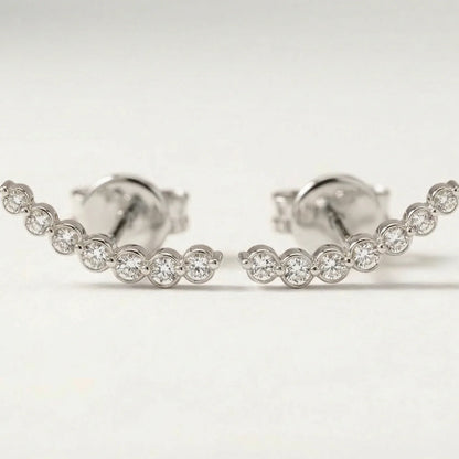 All Diamonds Ear Climber Stud Earring - Goldie Paris Jewellery