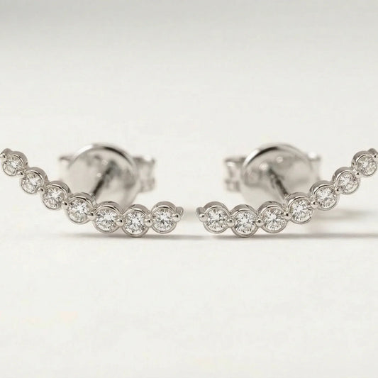 All Diamonds Ear Climber Stud Earring - 10k White Gold - Jewelry - Goldie Paris Jewelry - Earring