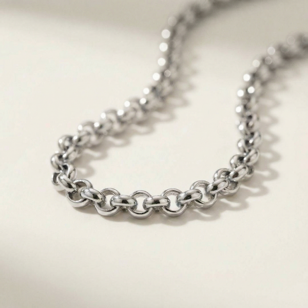 Belcher Chain Necklace • 9K Solid White Gold
