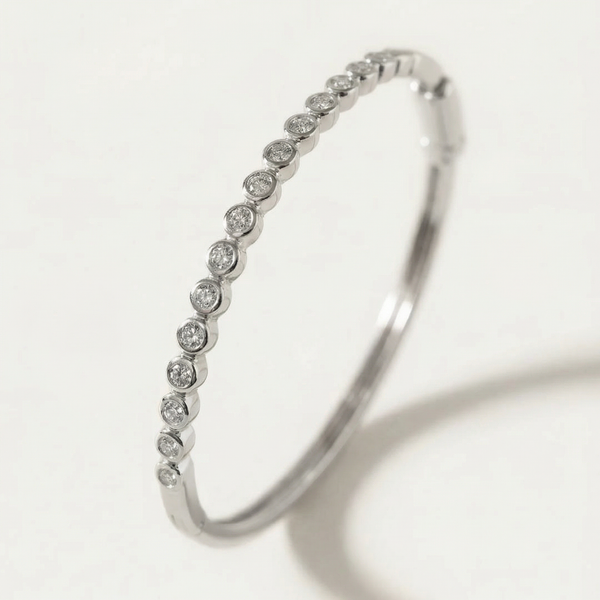 Chloe Bezel-Set Diamond Bangle • 10K Solid White Gold