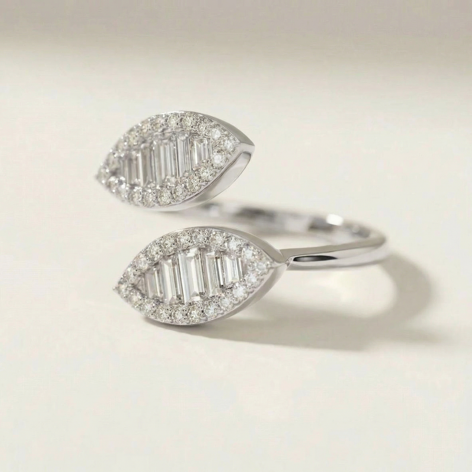 Maxi Julie Double Leaf Diamond Ring - White Gold - - Jewelry - Goldie Paris Jewelry - New Arrivals Ring