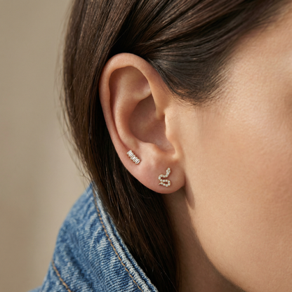 5 Diamonds Baguette Cluster Stud Earrings