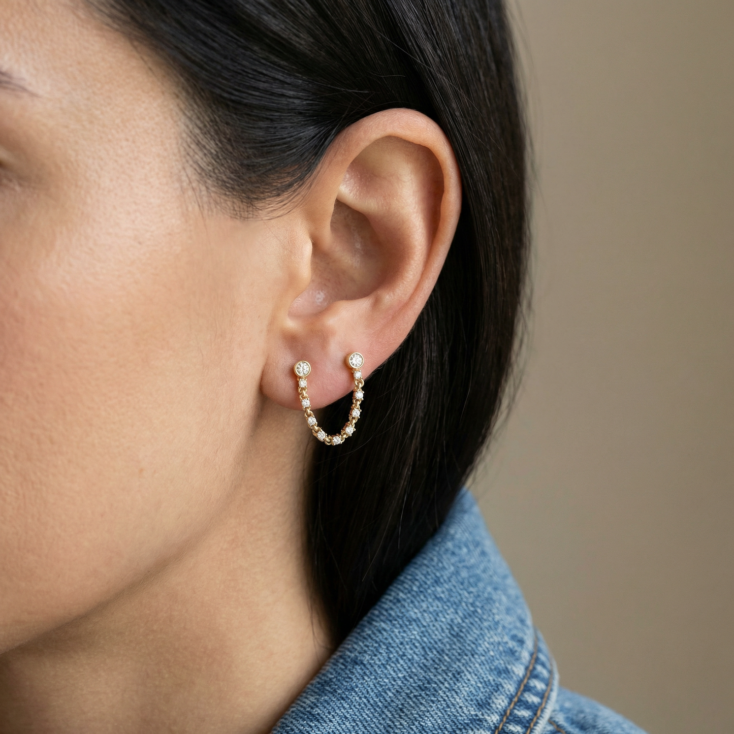 Liana stud chains diamonds Earring