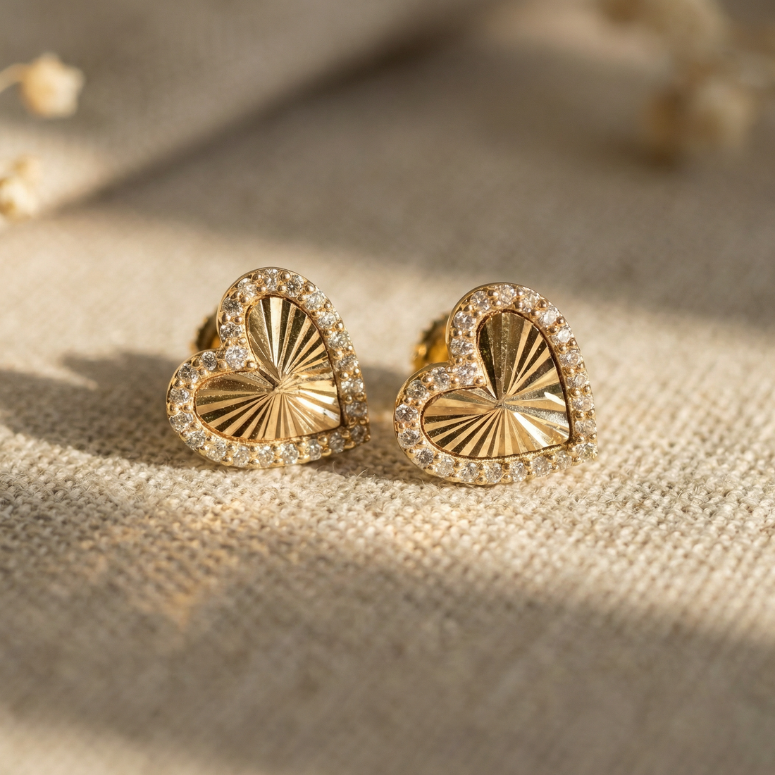 Laura Heart Fluted Diamond Earrings Pair