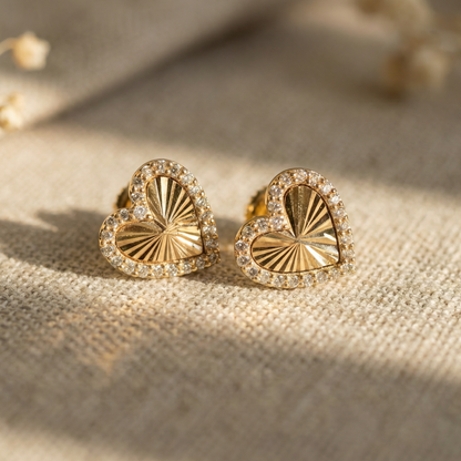Laura Heart Fluted Diamond Earrings Pair