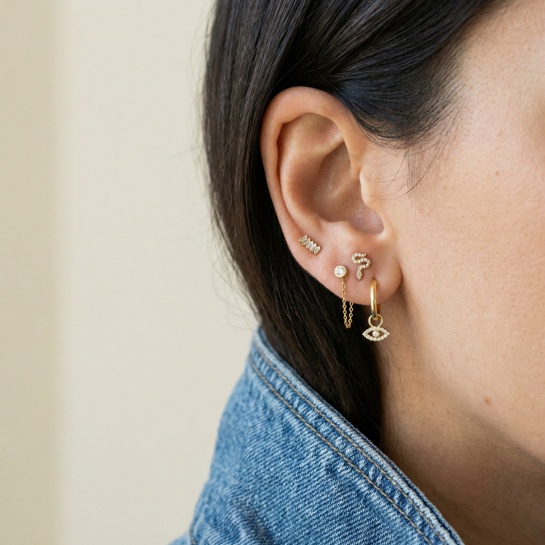 Charm hoops - Lightening, Diamond or Evil Eye