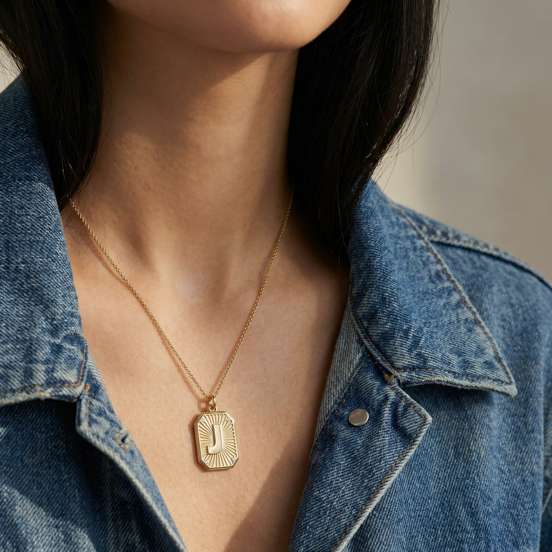 Letter Fluted Pendant Dogtag