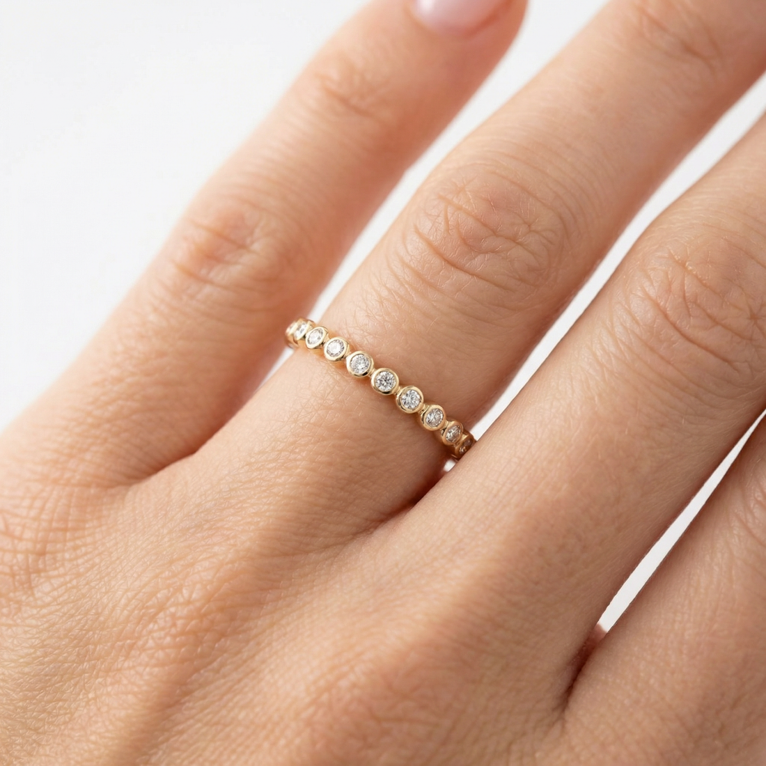 Ilana Bezel-Set Stackable Diamond Band