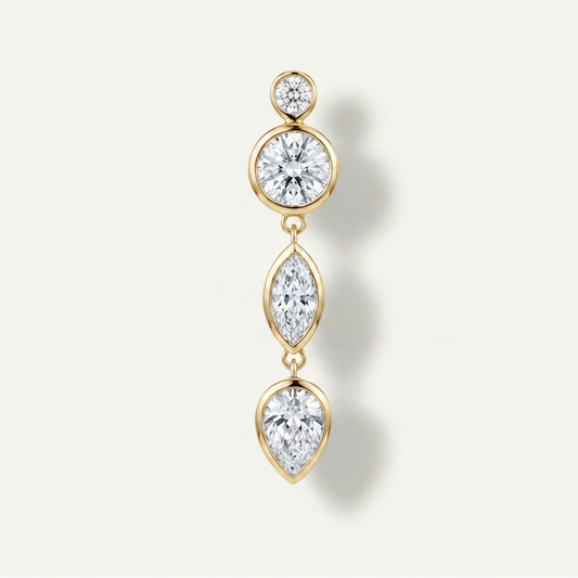 Ava Diamond Drop Earring - Single - 10k Yellow Gold - Jewelry - Goldie Paris Jewelry - Earring New Arrivals