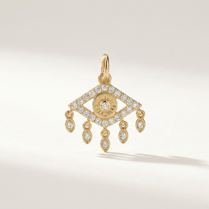 Naomi Evil Eye Floating Pendant - Yellow Gold - - Jewelry - Goldie Paris Jewelry - Everyday Faith Evil Eye Pendant